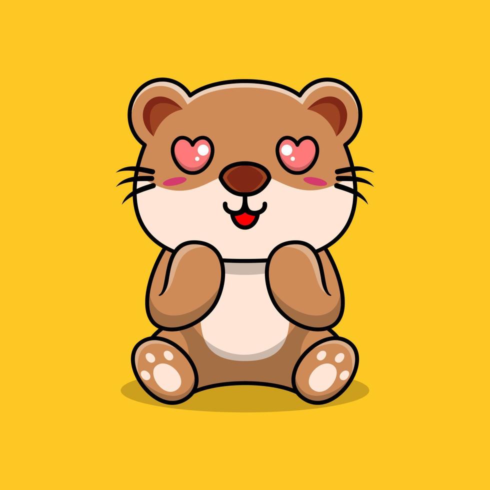 Vector otter sitting shocked cute creative kawaii cartoon mascot