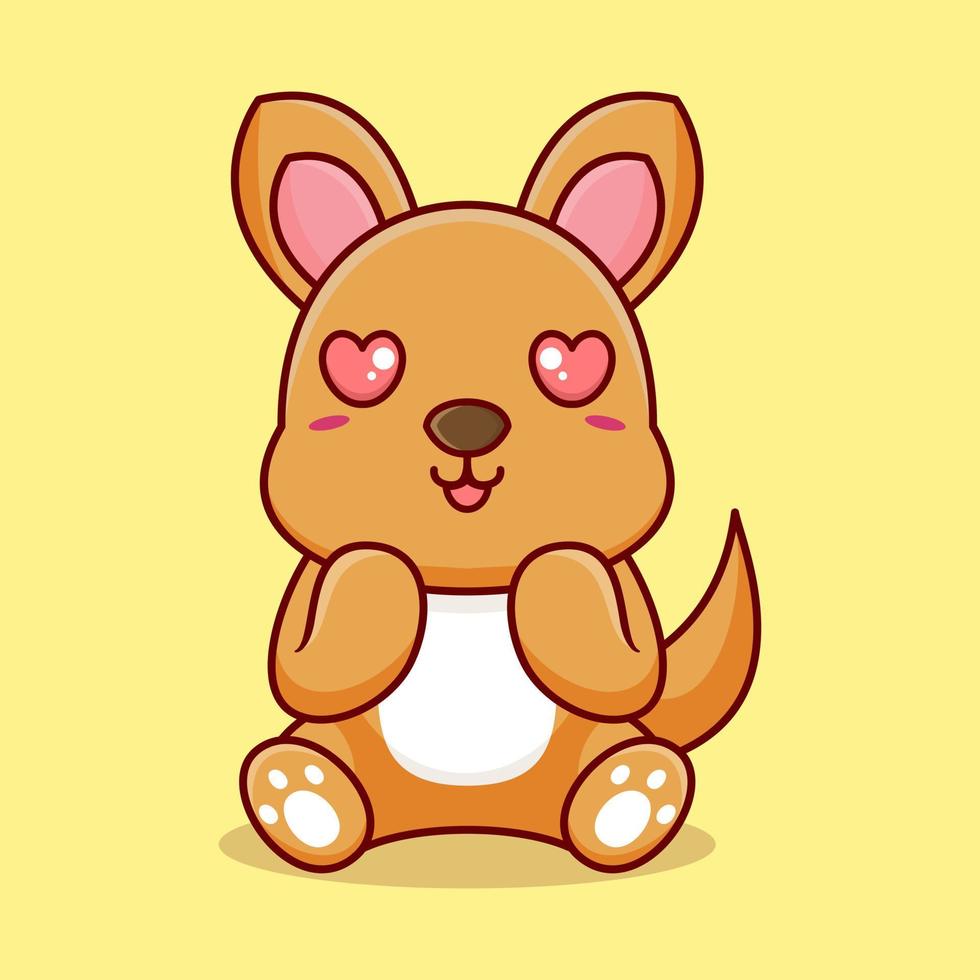 vector canguro sentado conmocionado linda creativo kawaii dibujos animados mascota