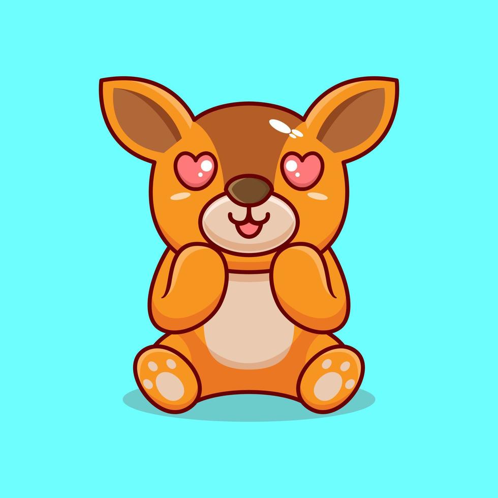 Vector baby deer sitting shocked cute creative kawaii cartoon mascot