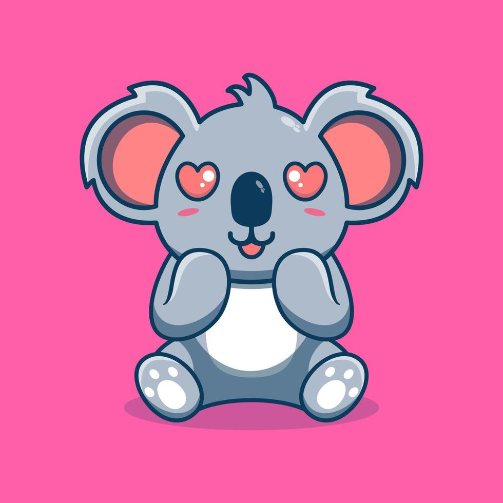 Vector koala sitting shocked cute creative kawaii cartoon mascot