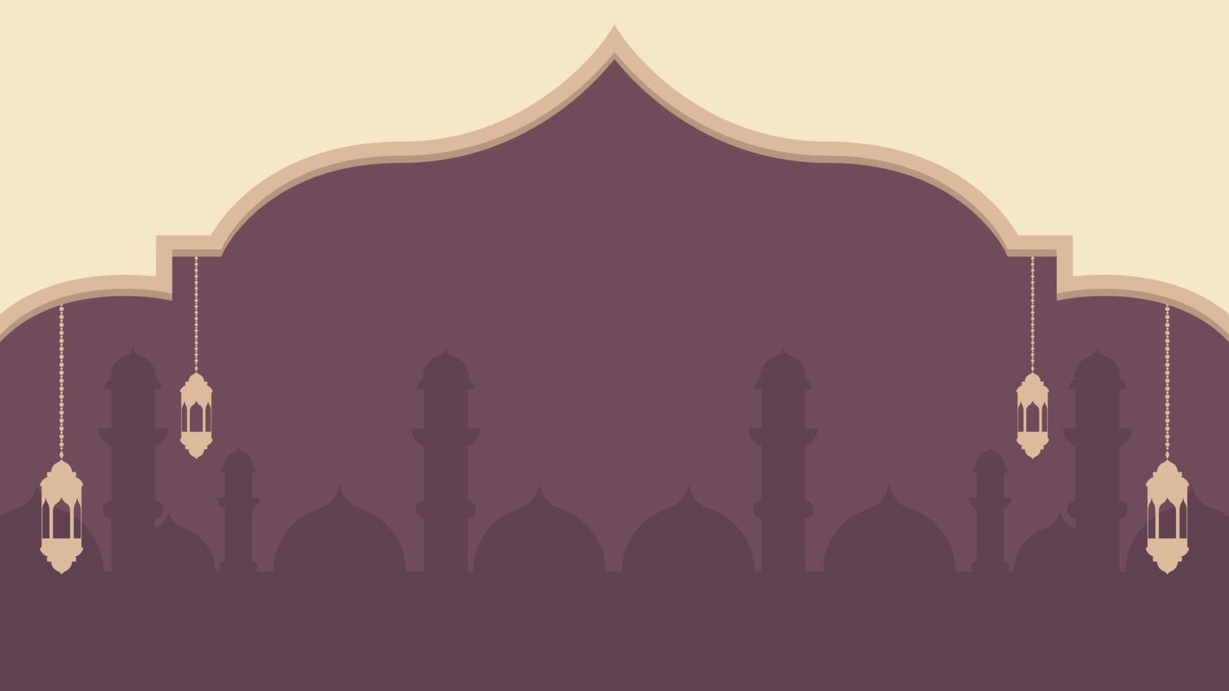 vintage islamic arch background in pastel color with lantern vector