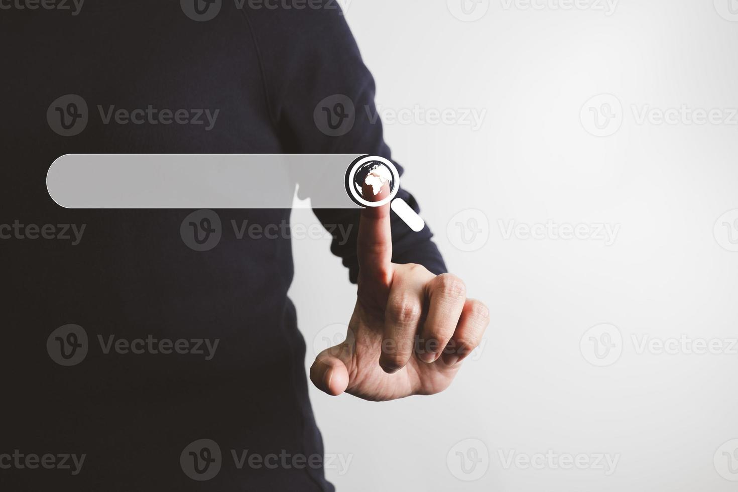 SEO Search engine optimization, Search technology, woman using stylus pen to search for information, using website search bar to find the desired information or shopping online. photo