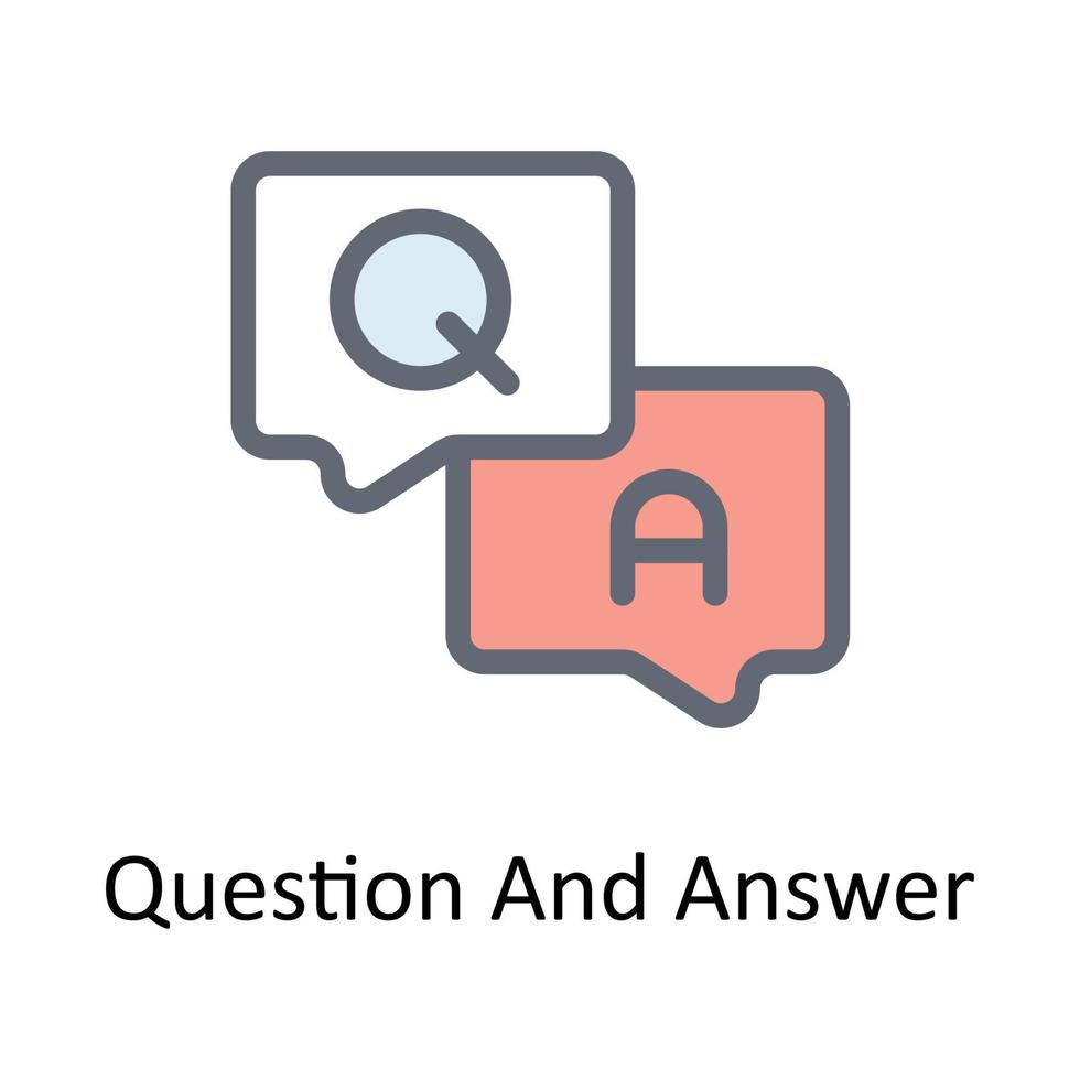 Question And Answer Vector Fill outline Icons. Simple stock illustration stock