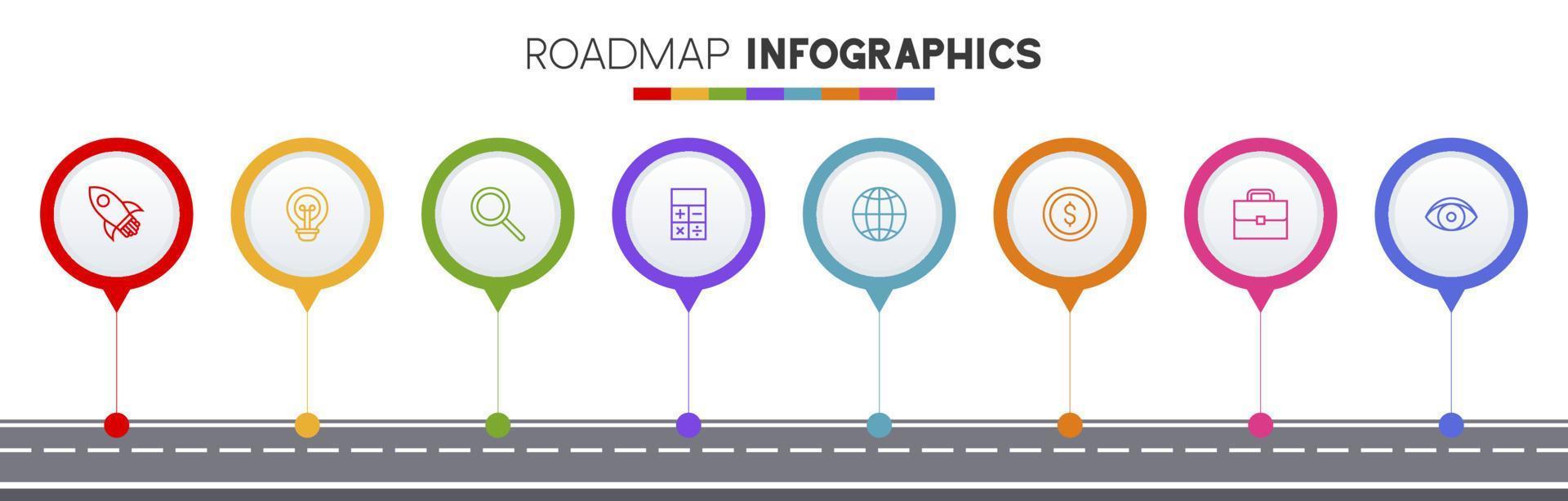 Infographics design template and icons with 8 options or 8 steps vector