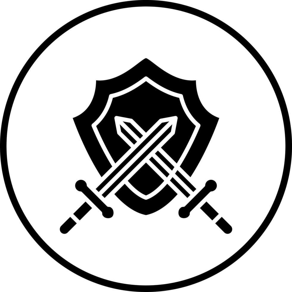 Two Swords And Shield Vector Icon Style
