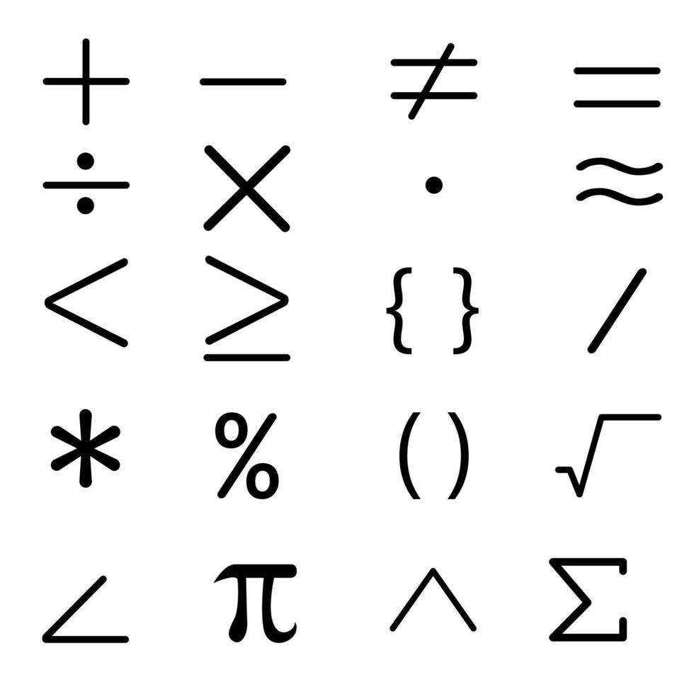 Math icon vector set. mathematical calculations symbol illustration collection.