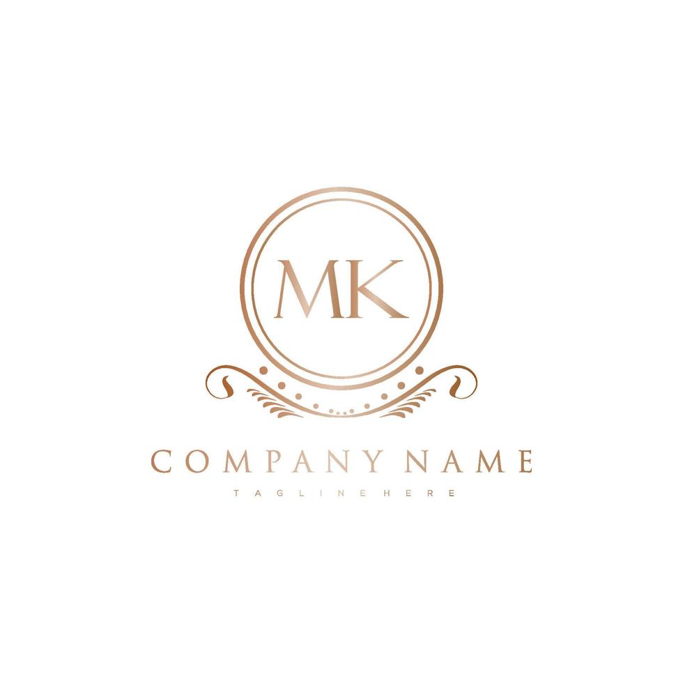 MK Letter Initial with Royal Luxury Logo Template vector