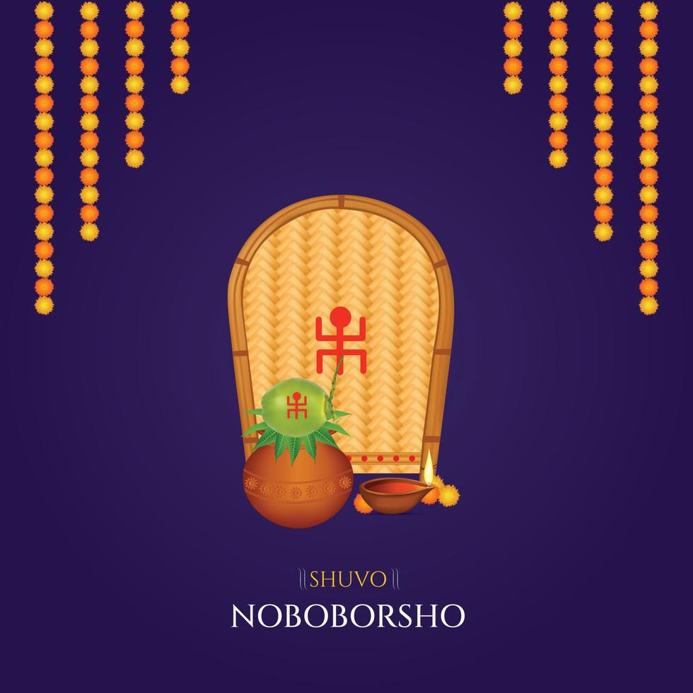 Subho Noboborsho, Pohela Boishakh, Happy Bengali New Year Social Media Post, Happy New Year 1430 vector