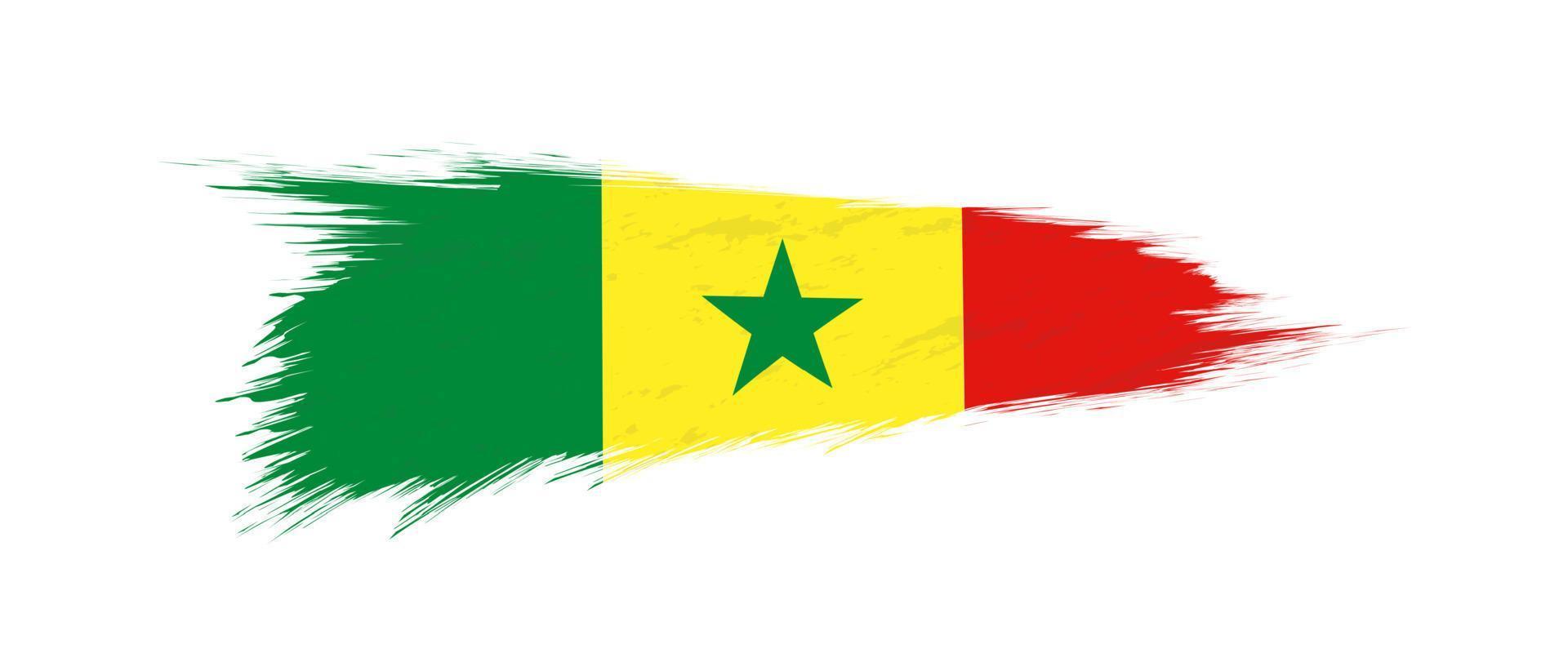bandera de Senegal en grunge cepillo ataque. vector