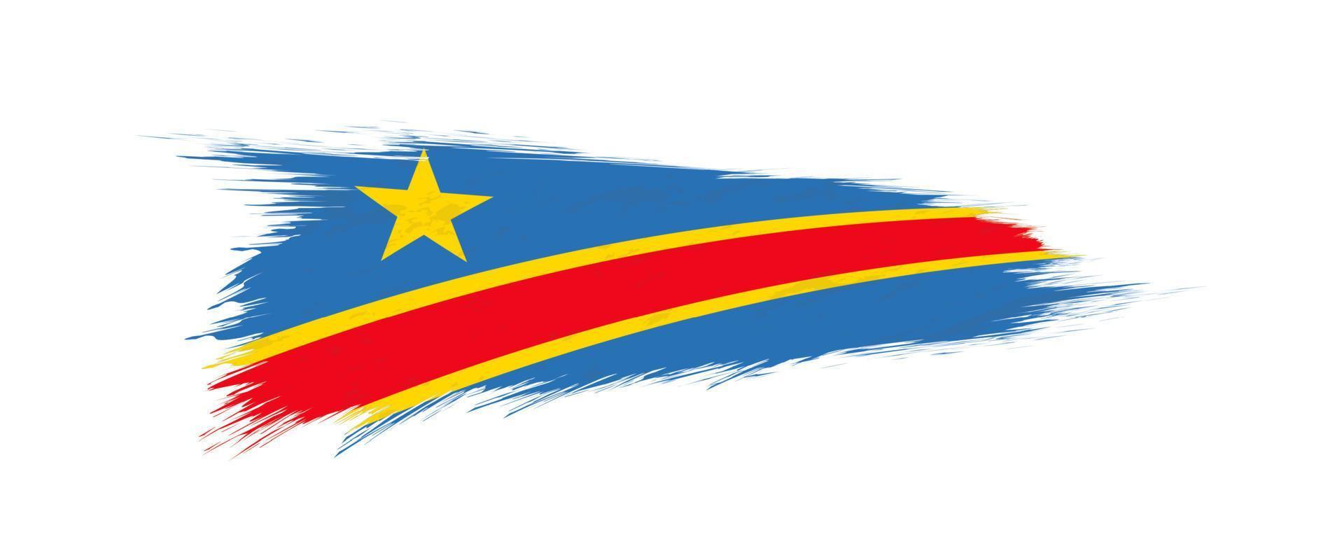 Flag of DR Congo in grunge brush stroke. vector