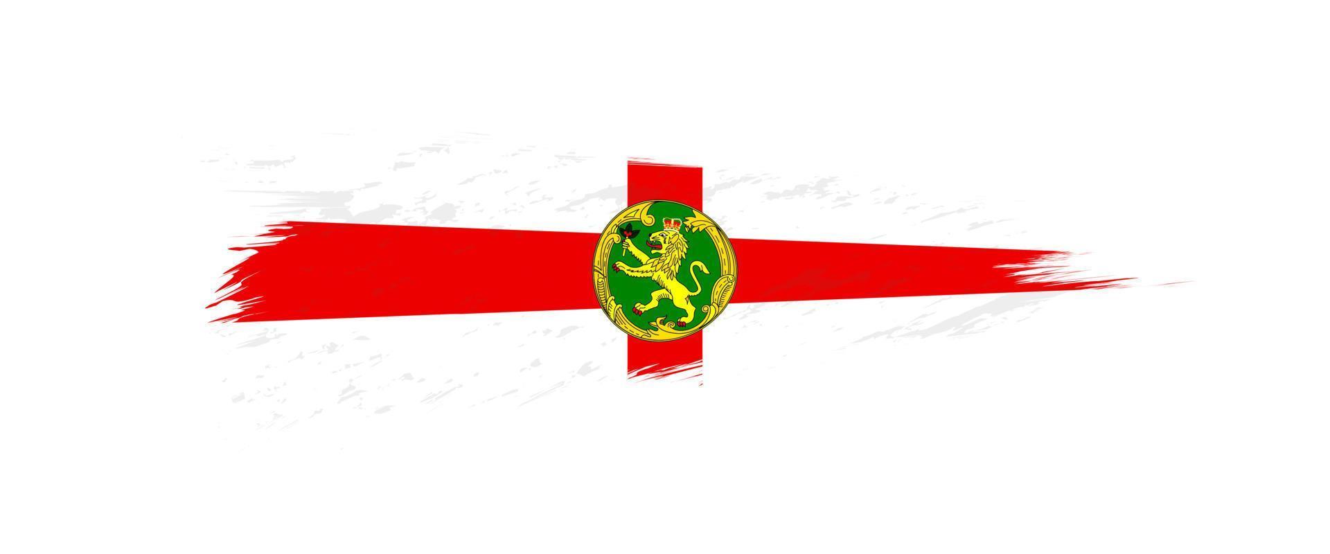 Flag of Alderney in grunge brush stroke. vector