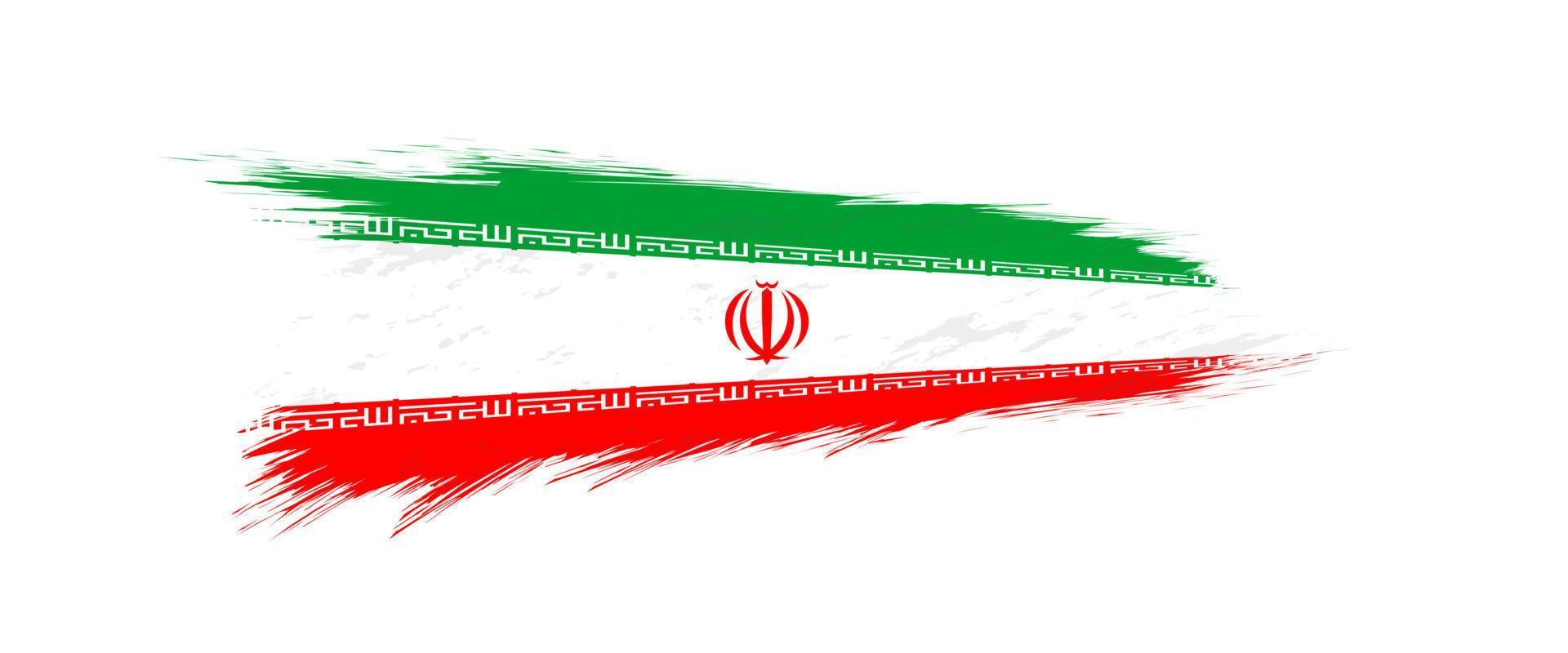 Flag of Iran in grunge brush stroke. vector