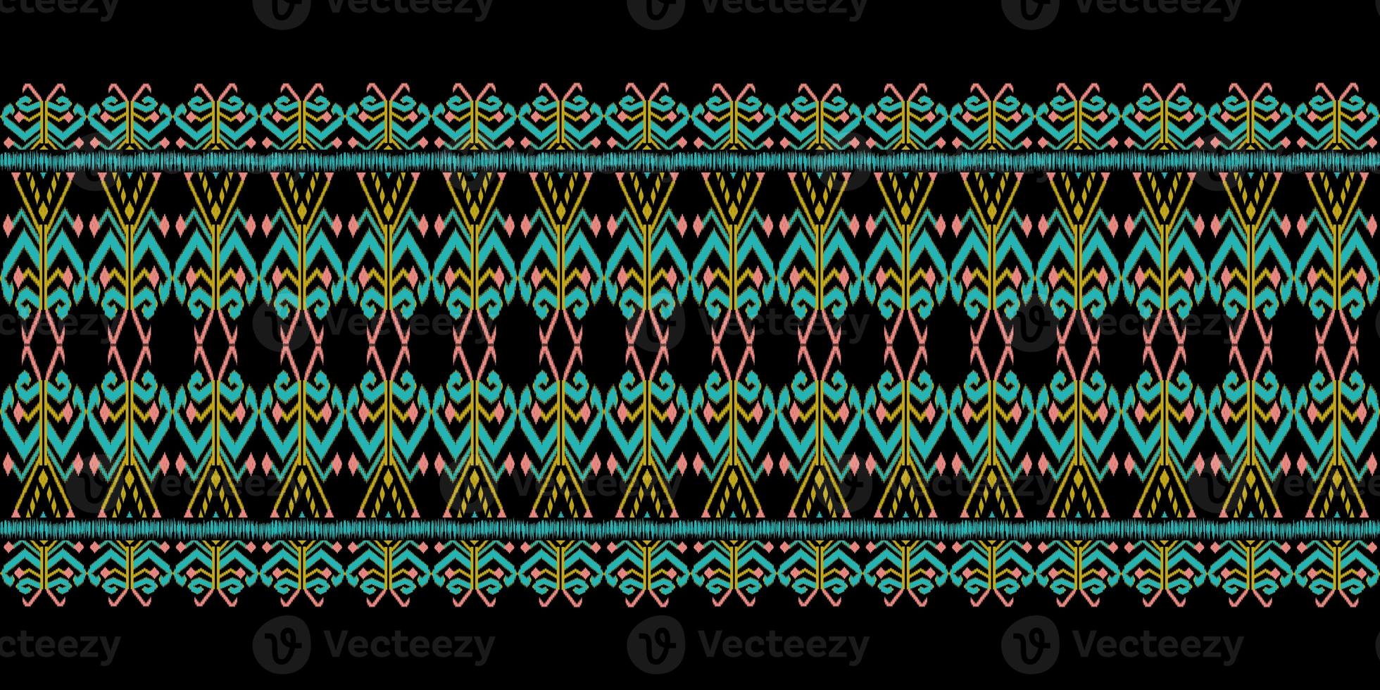 Beautiful colorful Thai knitted embroidery.Geometric ethnic oriental pattern traditional Design for background,carpet,wallpaper,clothing,wrapping,Batik,fabric,Vector embroidery style, clipping path photo