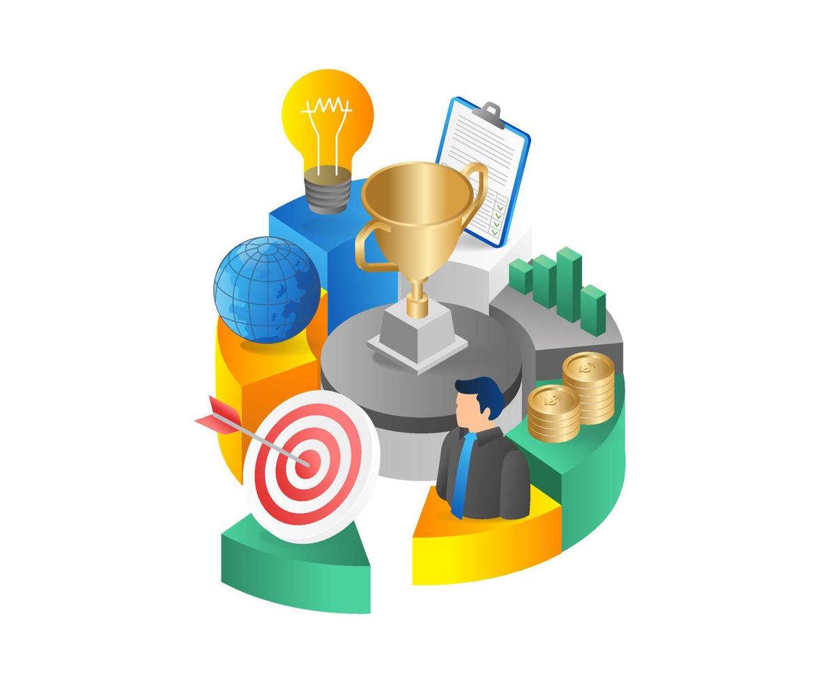 Business success concept. Isometric illustration of business success concept for web design vector