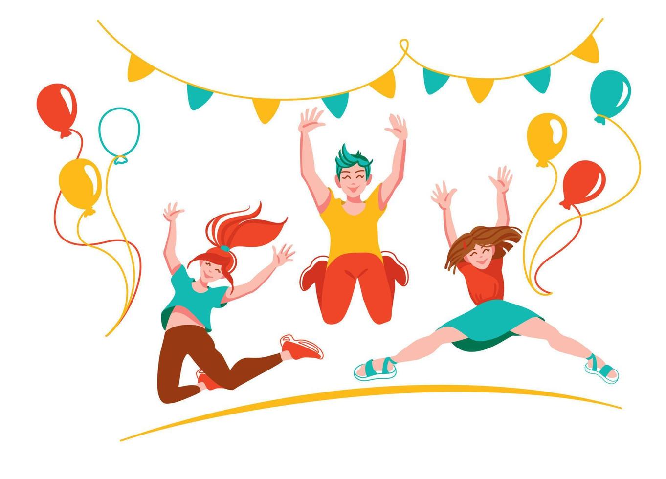 Party for teenagers. Active games. Children's day. International youth day. Vector illustration.