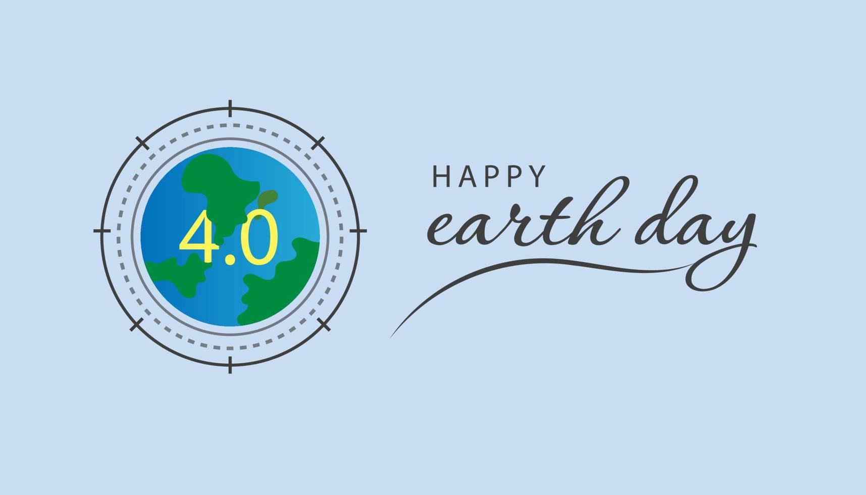 Happy Earth Day in industrial 4.0 style. illustration that the earth is entering the stage of industry 4.0 vector