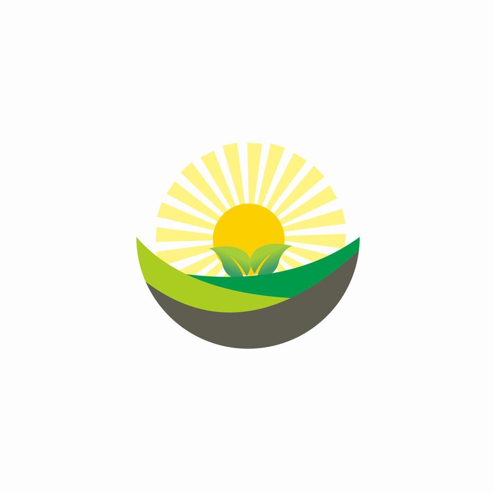 plant seeds logo design with sun background suitable for agriculture business or vegetable products vector