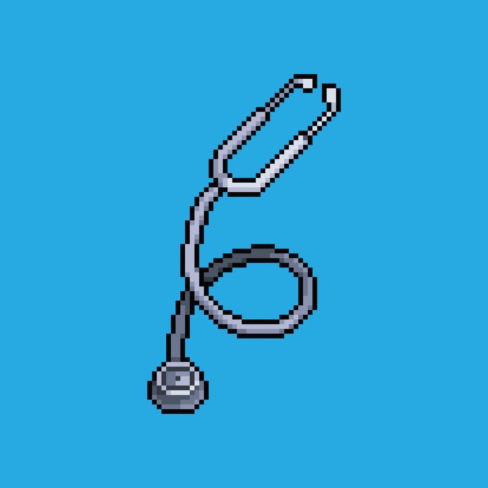 Pixel art illustration Stethoscope. Pixelated Stethoscope. Medical Stethoscope pixelated for the pixel art game and icon for website and video game. old school retro. vector