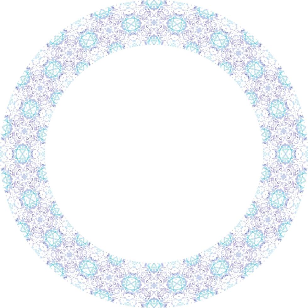 Round frame with abstract floral pattern. Vector illustration isolated on white background.
