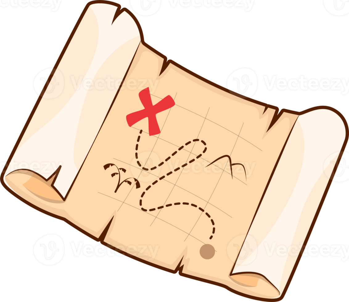 Old Treasure Map with Red X png