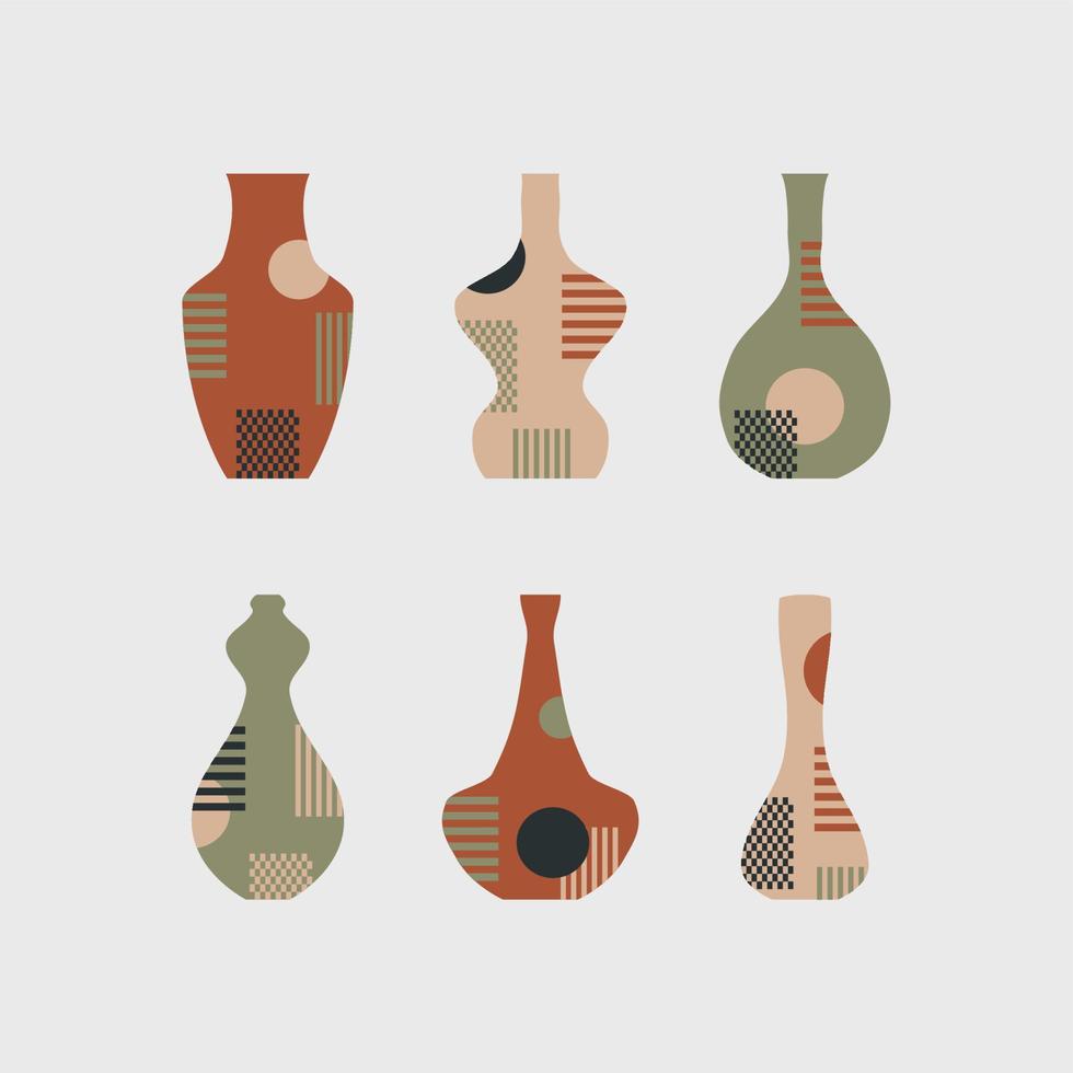 set of aesthethic vase minimalist illustration vector