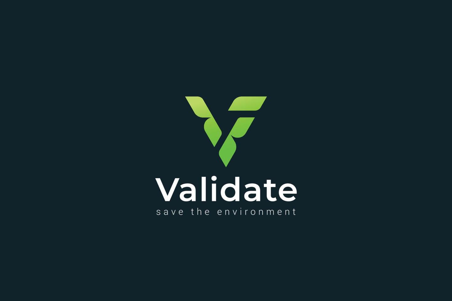 Letter V simple and unique modern green colour natural leafy logo vector