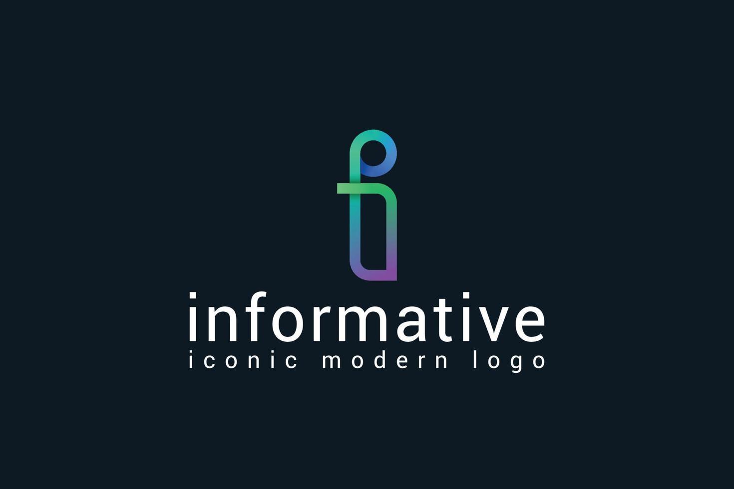 Letter i modern line art technological gradient colour logo vector