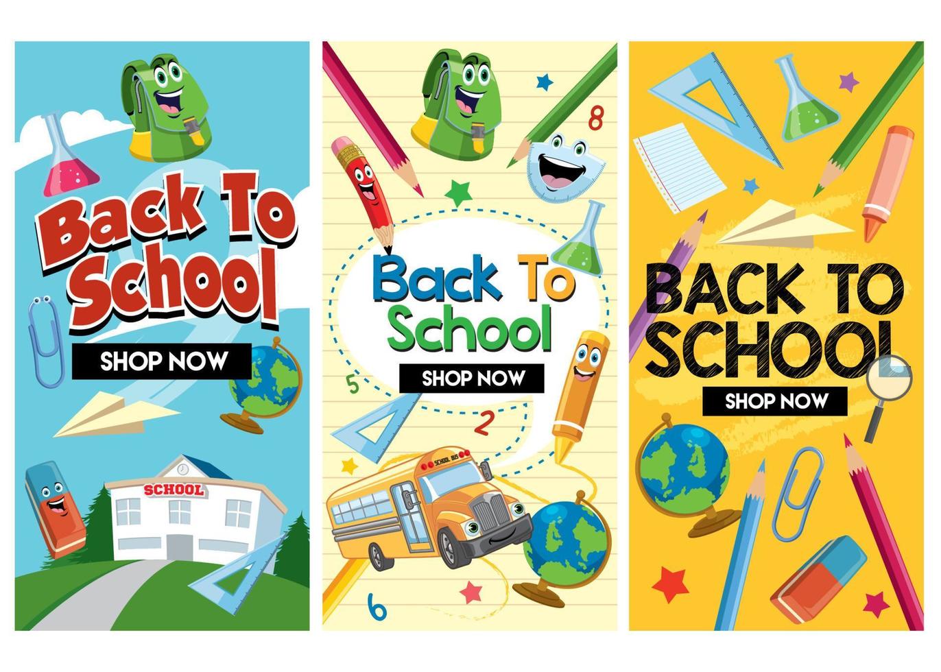 back to school flyer design set vector