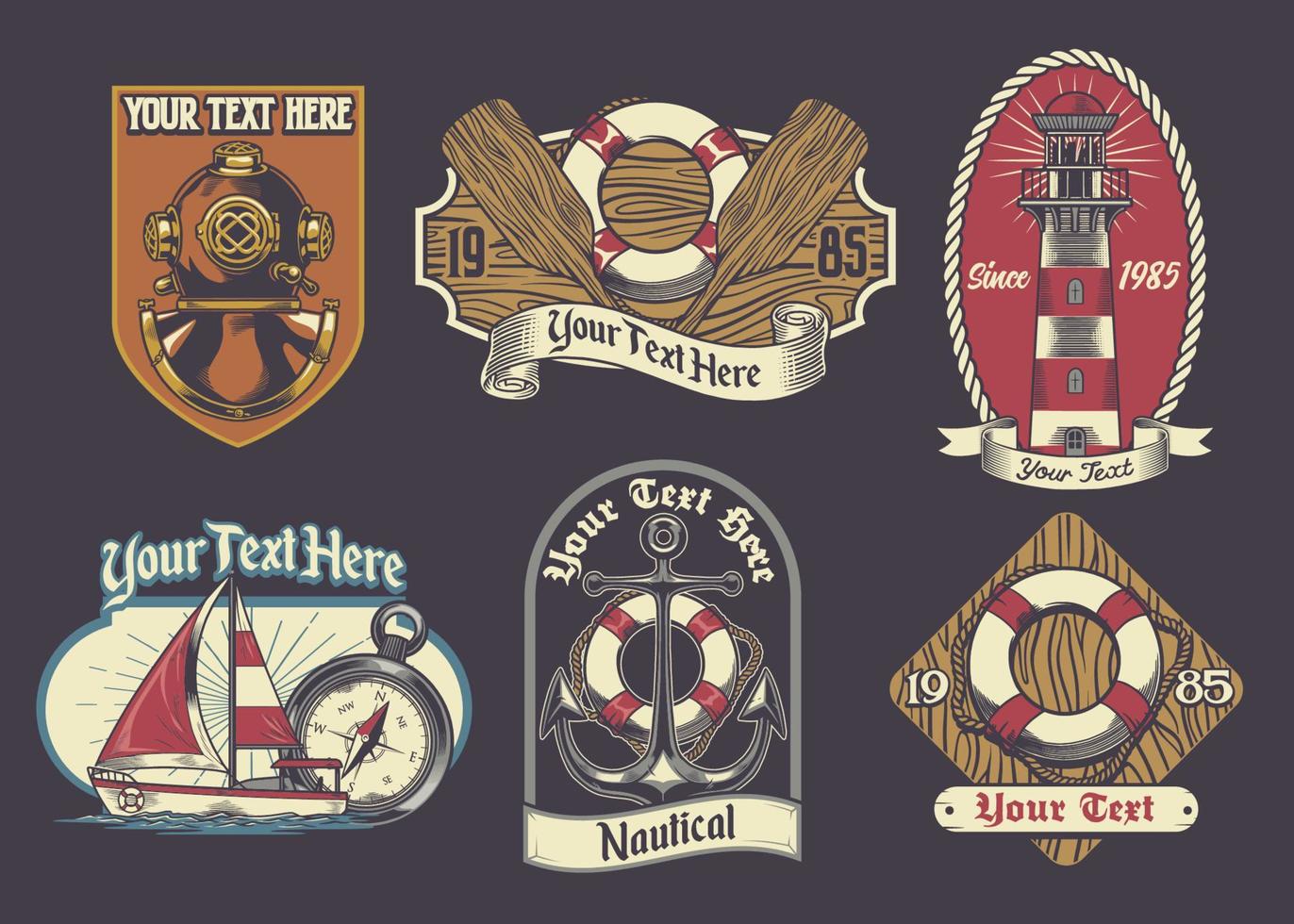 set of nautical badge vector