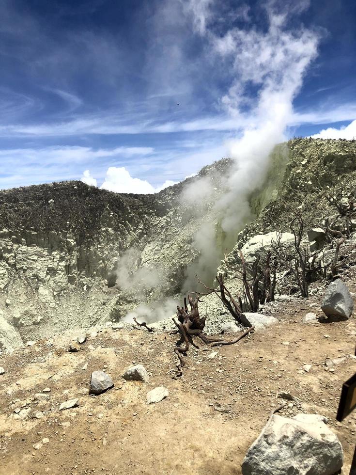 Rocky crater on Mount Sindoro. photo