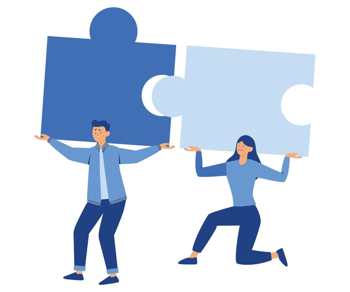 jigsaw puzzles are a great element of team work and search for ideas. business teamwork together people connect puzzle elements, flat vector modern illustration