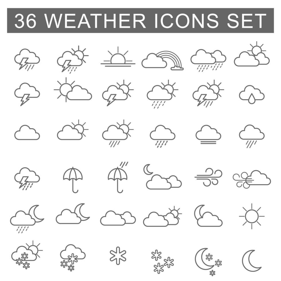 Weather line icons set. Collection of weather line icons. Vector Illustration