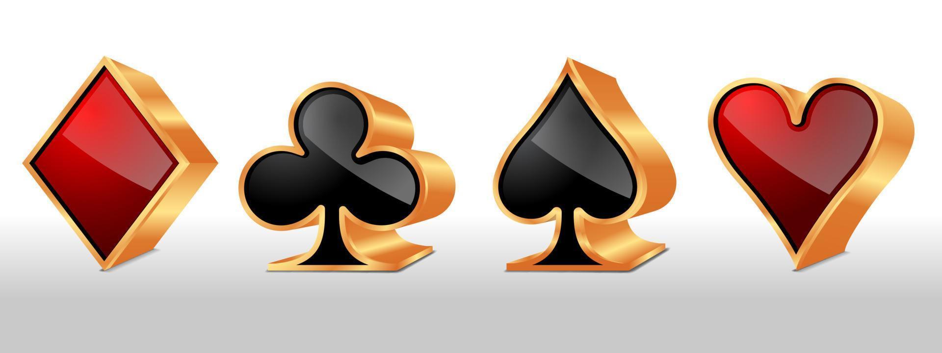 Poker card suits. Set of four aces playing cards suits. Vector illustration.