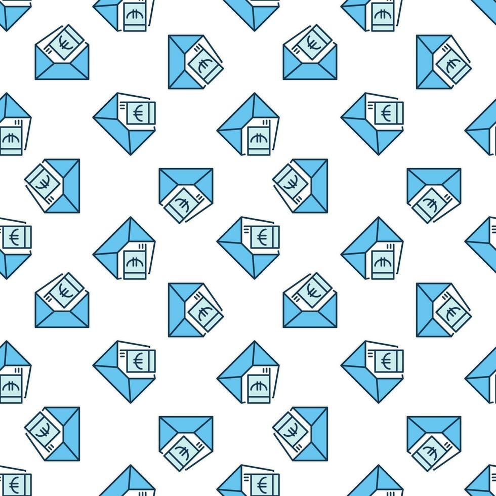 Euro Money in Envelope vector Corruption colored seamless pattern
