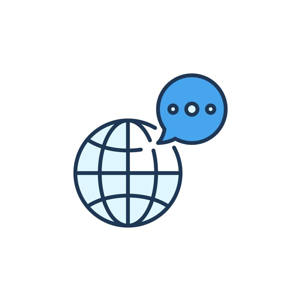 Globe and Speech Bubble vector concept colored icon or sign