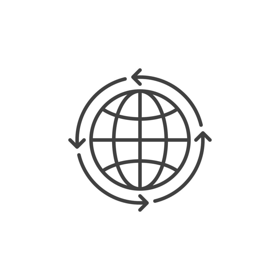 Globe inside Arrows vector concept line icon or symbol