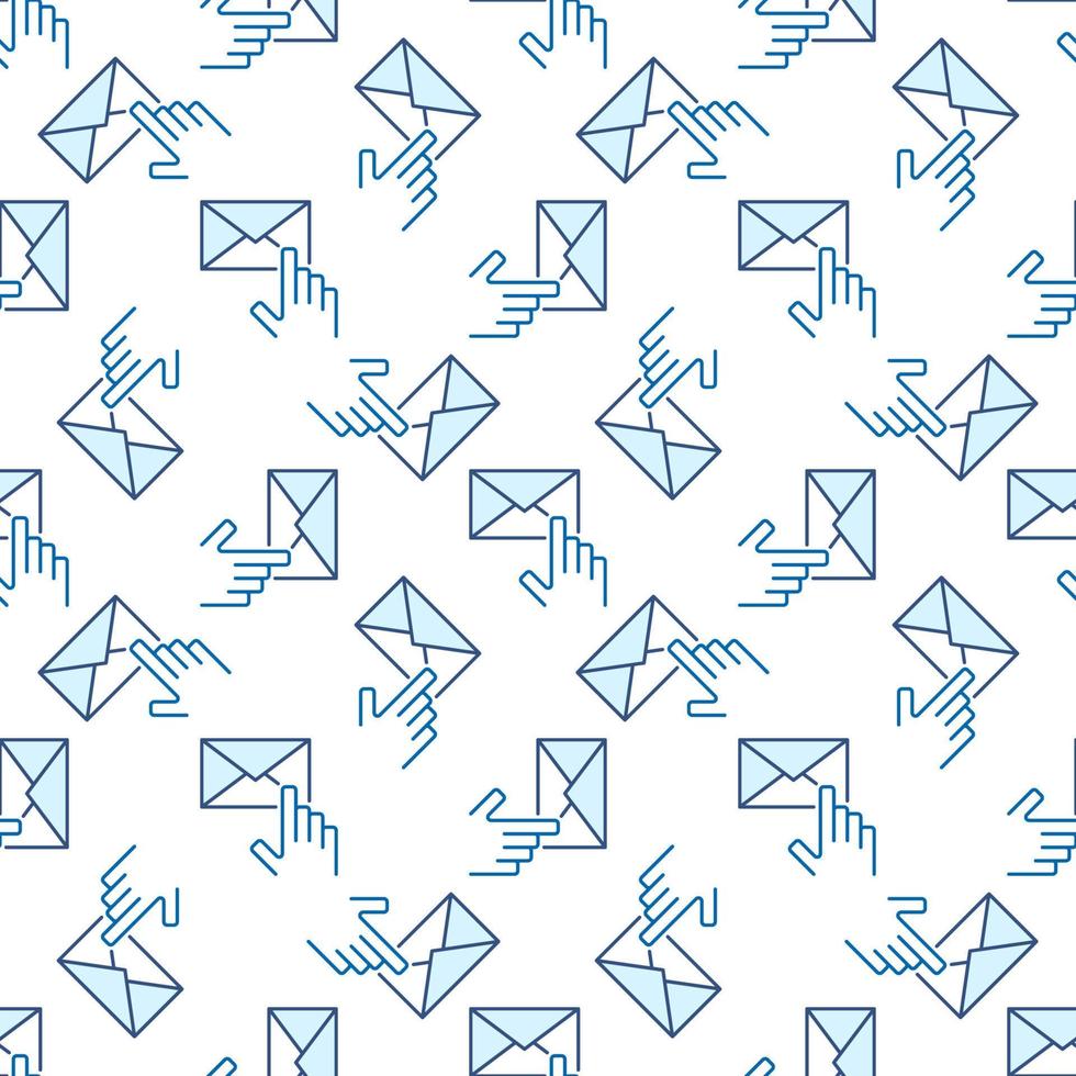 Hand pointing on Envelope vector colored seamless pattern