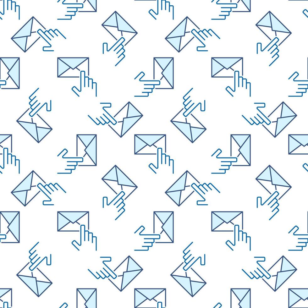 Hand pointing on Envelope vector colored seamless pattern