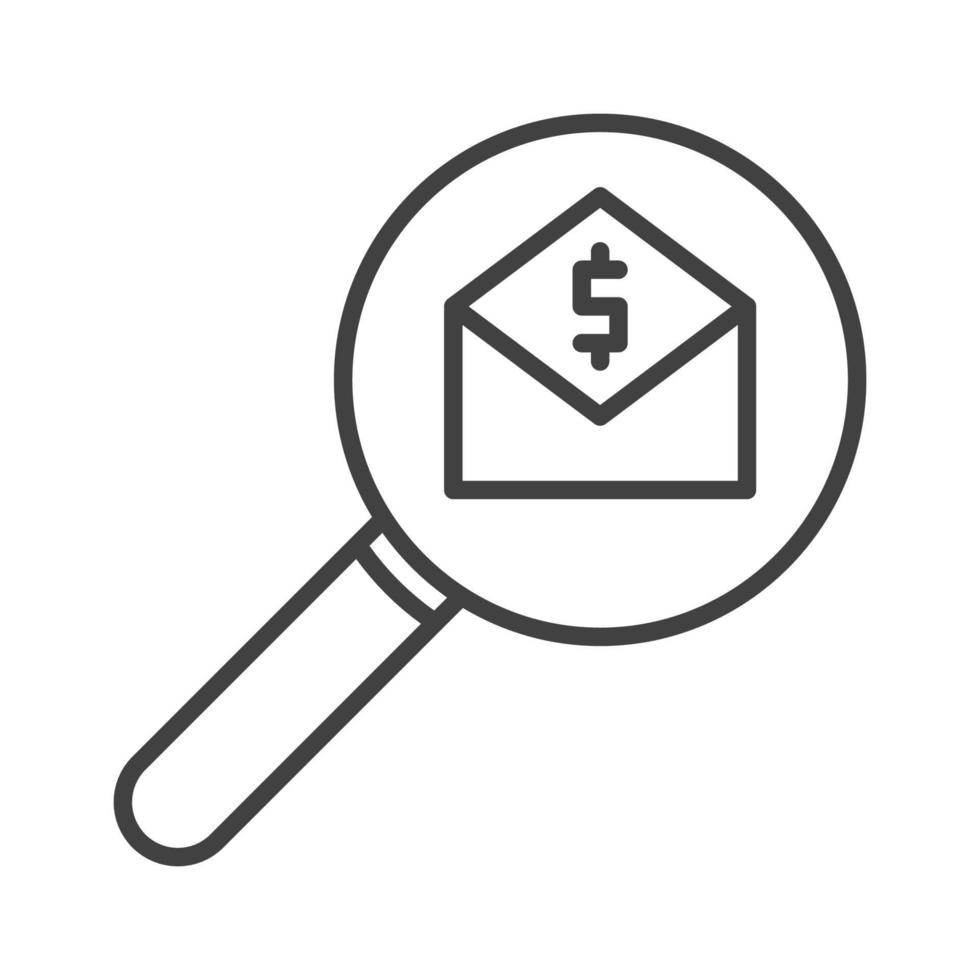 Magnifying Glass and Envelope with Money vector Search concept line icon