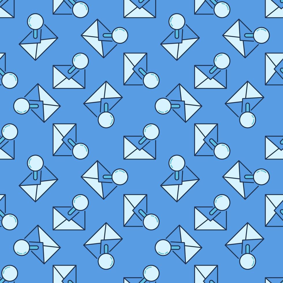 Magnifier with Envelope vector concept colored seamless pattern