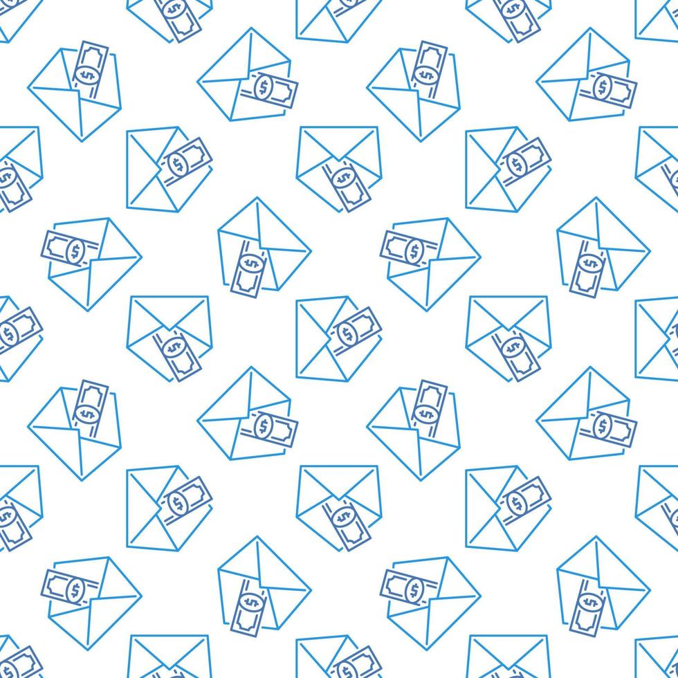 Money in Envelope vector Bribe concept line seamless pattern