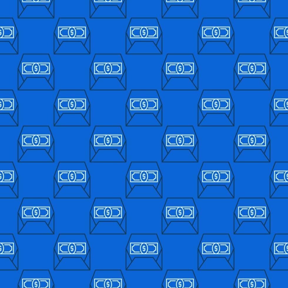abierto sobre con Dólar estadounidense dinero vector azul línea sin costura modelo