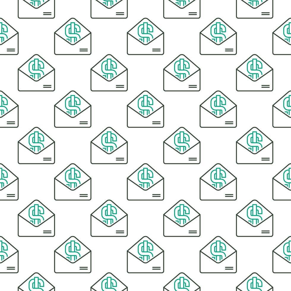 Opened Envelope with Dollar symbol vector Corruption line seamless pattern