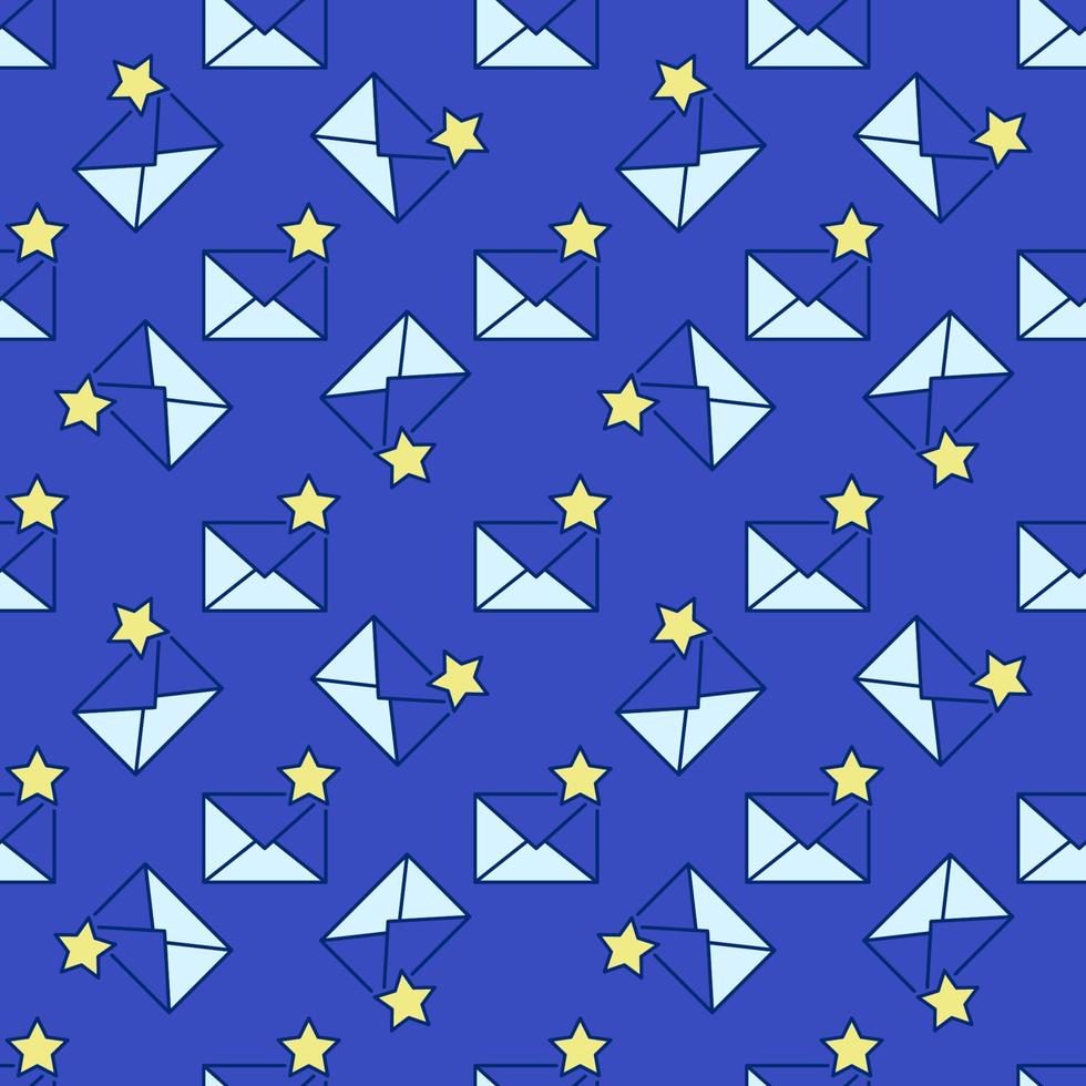 Star and Envelope vector concept colored seamless pattern