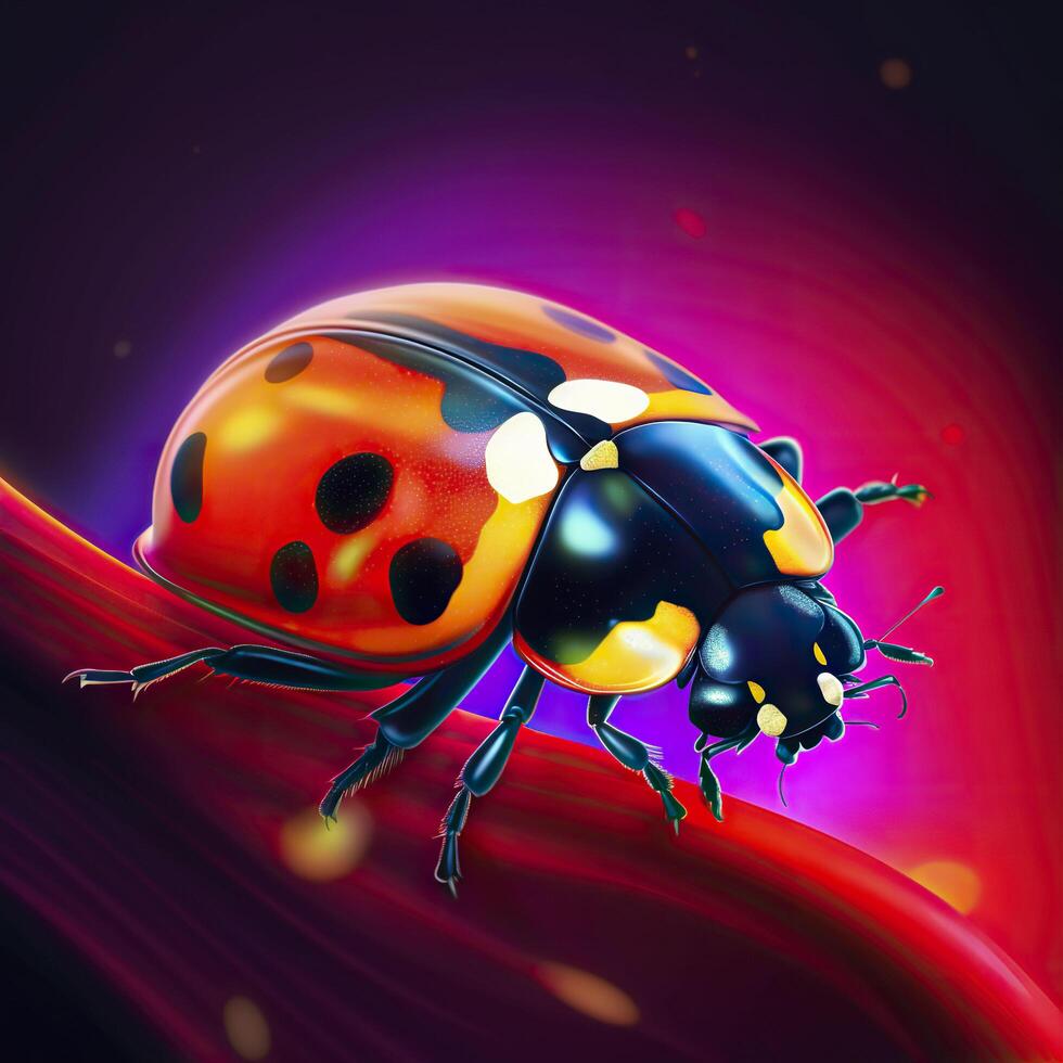 Ladybug in neon colors. . photo