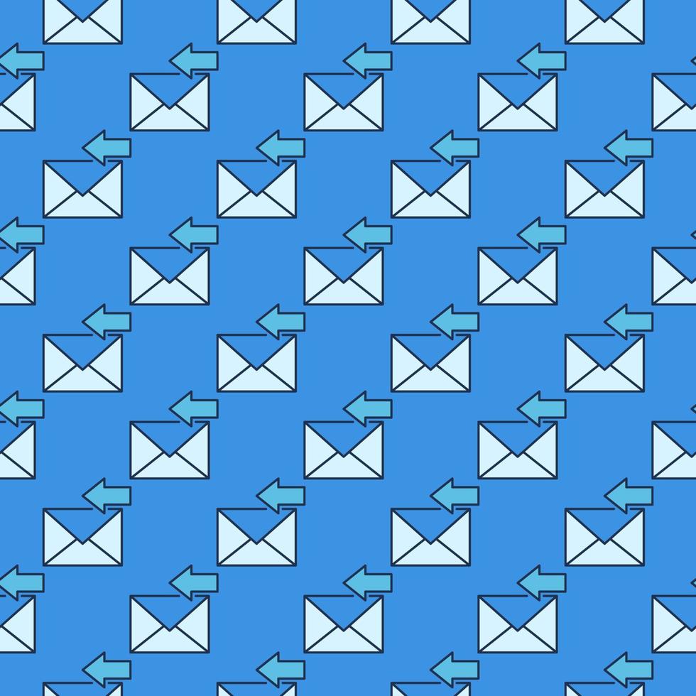 Envelope and Horizontal Arrow vector blue seamless pattern