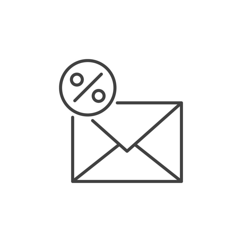 Envelope and Circle with Percent sign vector Email concept line icon