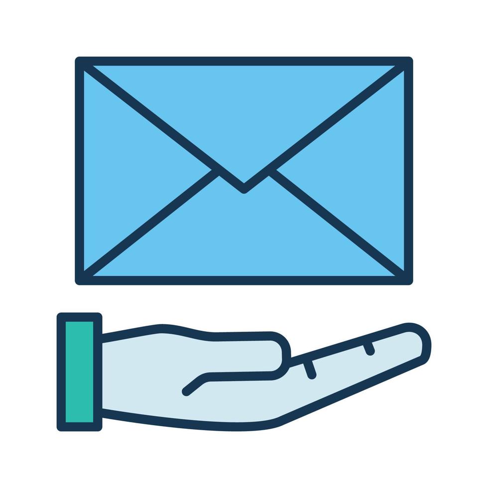 Envelope on Hand vector concept colored icon or sign