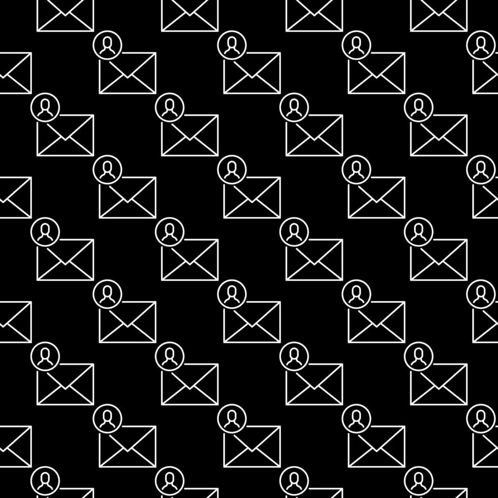 Envelope and circle with Man vector dark line seamless pattern