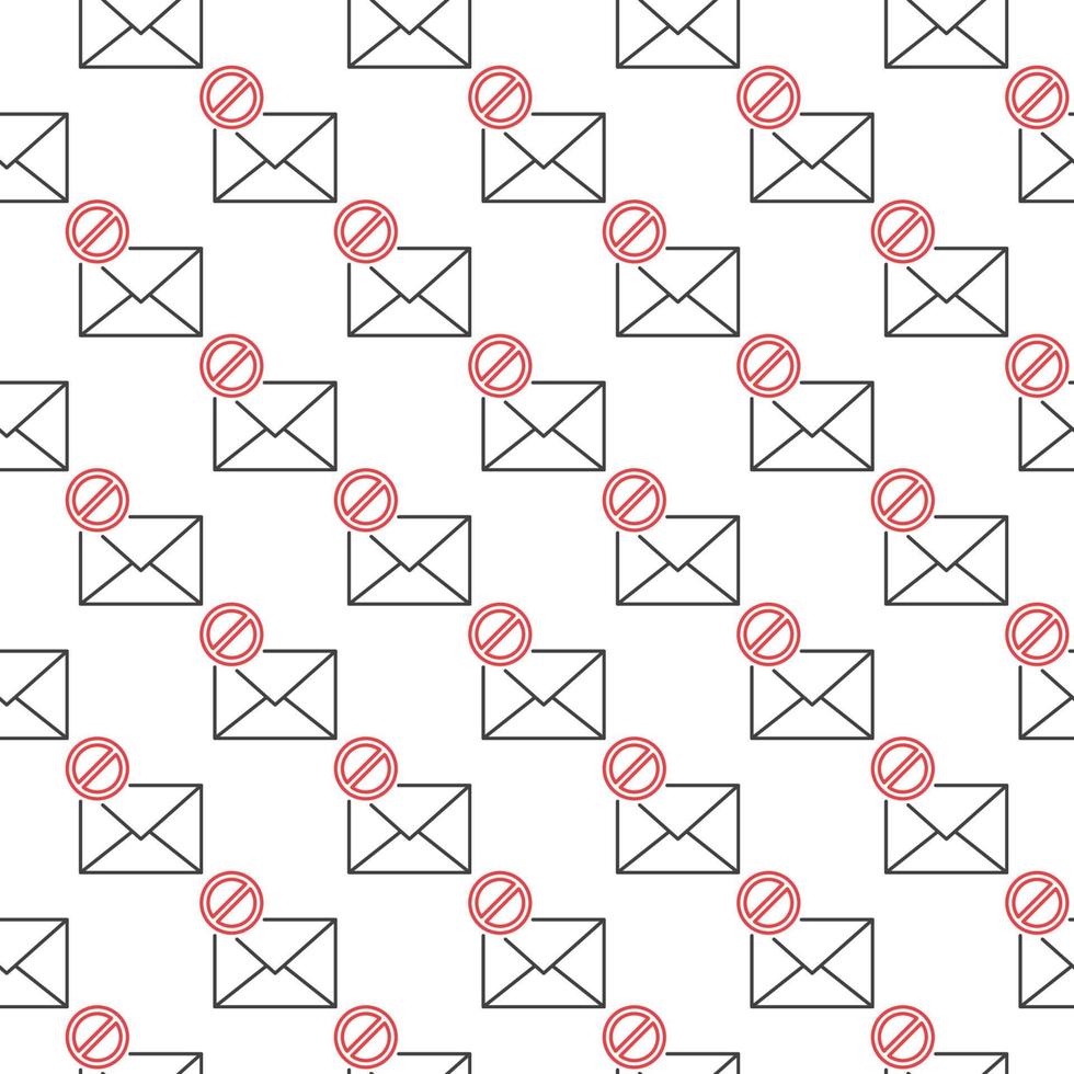Envelope with Ban sign vector line seamless pattern